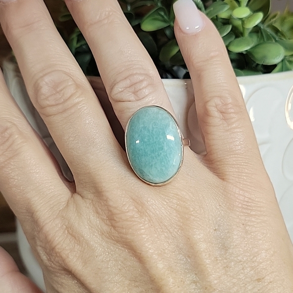 AMAZONITE BOLD OVAL RING - Picture 3 of 8
